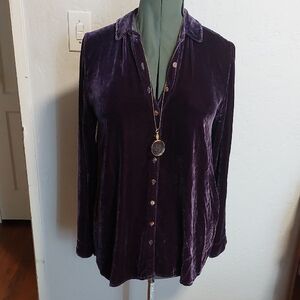 Cut Loose Deep Purple Velvet Button Down Shirt